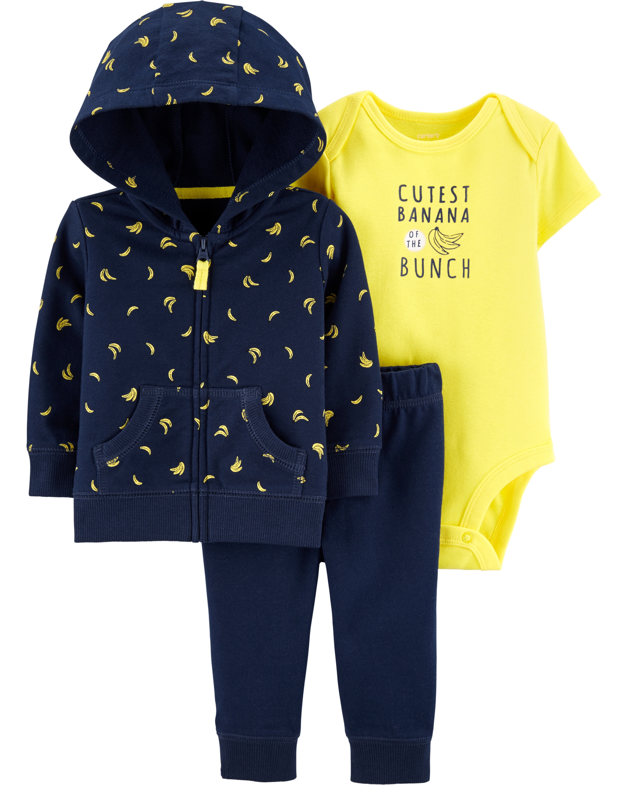 Carter’s Set 3 piese bebe hanorac, pantaloni si body Banana