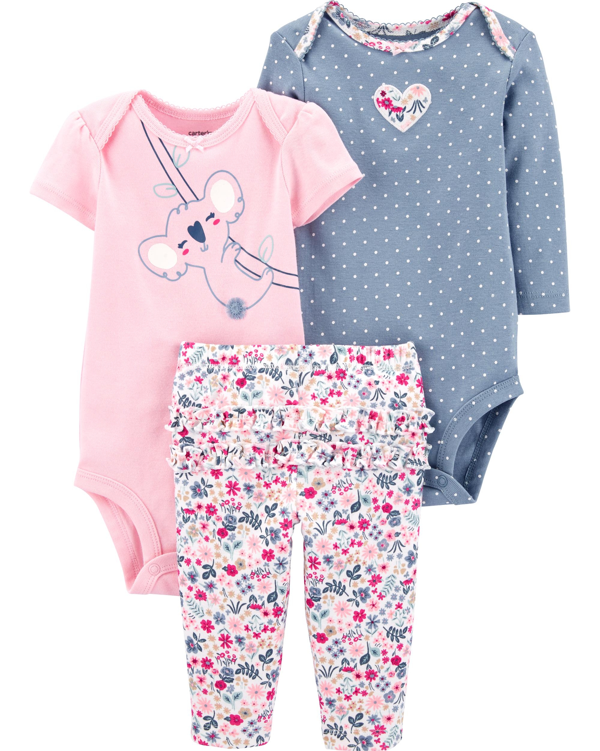 Carter’s Set 3 Piese bebelus 2 body si pantaloni Koala