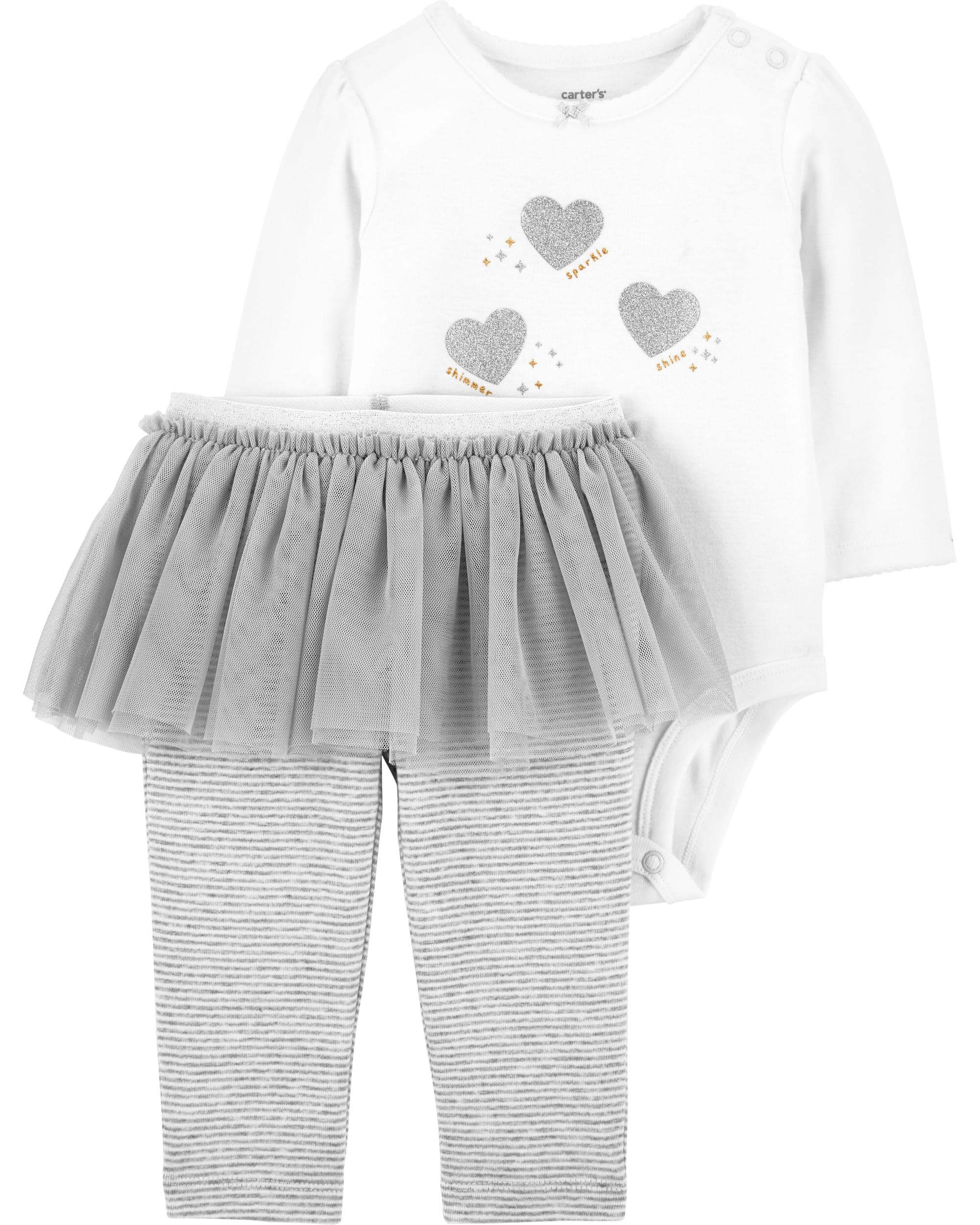 Carter\'s Set 2 Piese body & colanti cu fustita tutu Inimioare