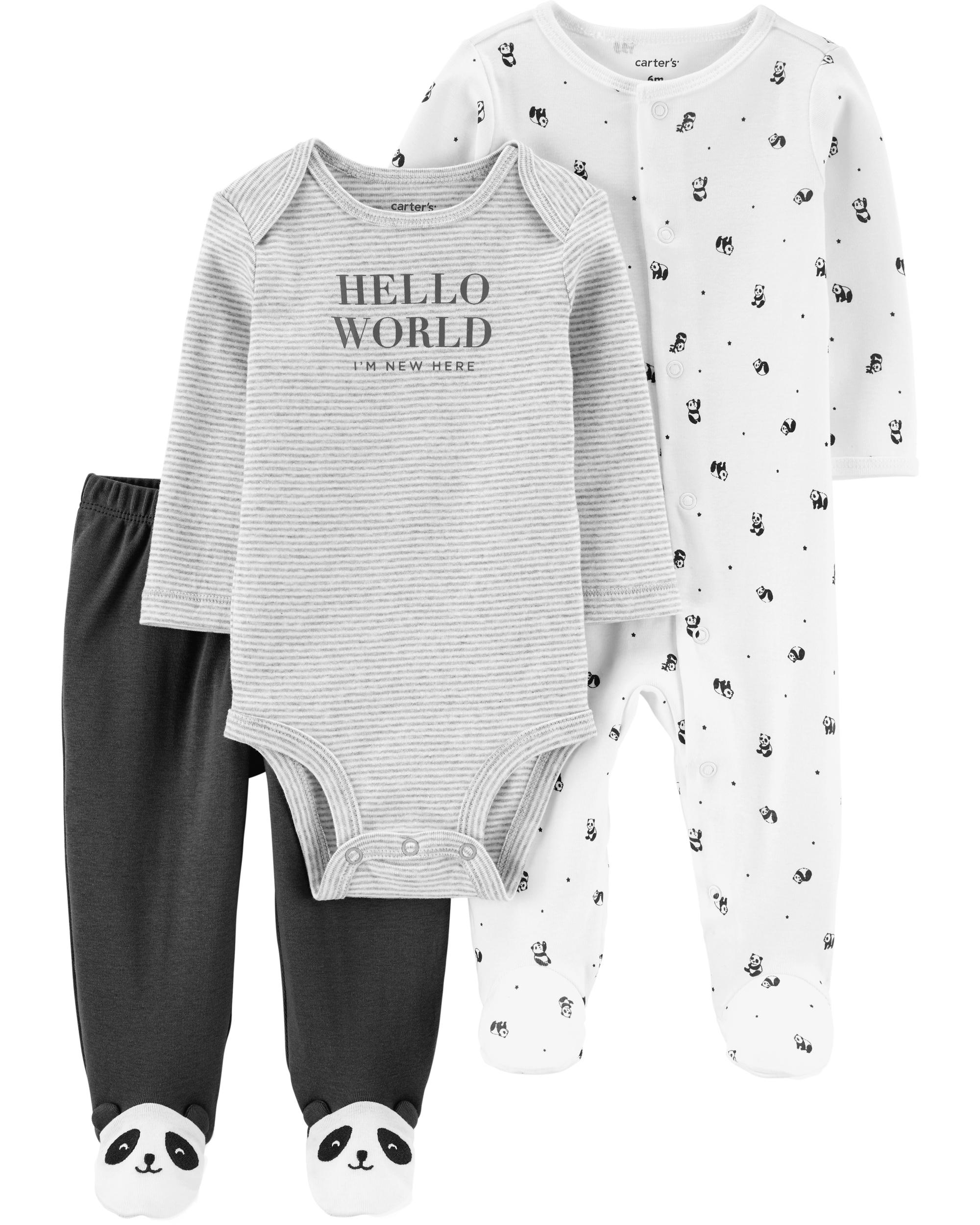 Carter\'s Set 3 Piese bebelus pijama body si pantaloni Panda